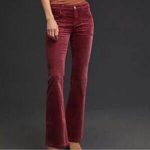 Anthropologie Pilcro The Pull-on Icon Corduroy  Flare Pants in Burgundy Size 25